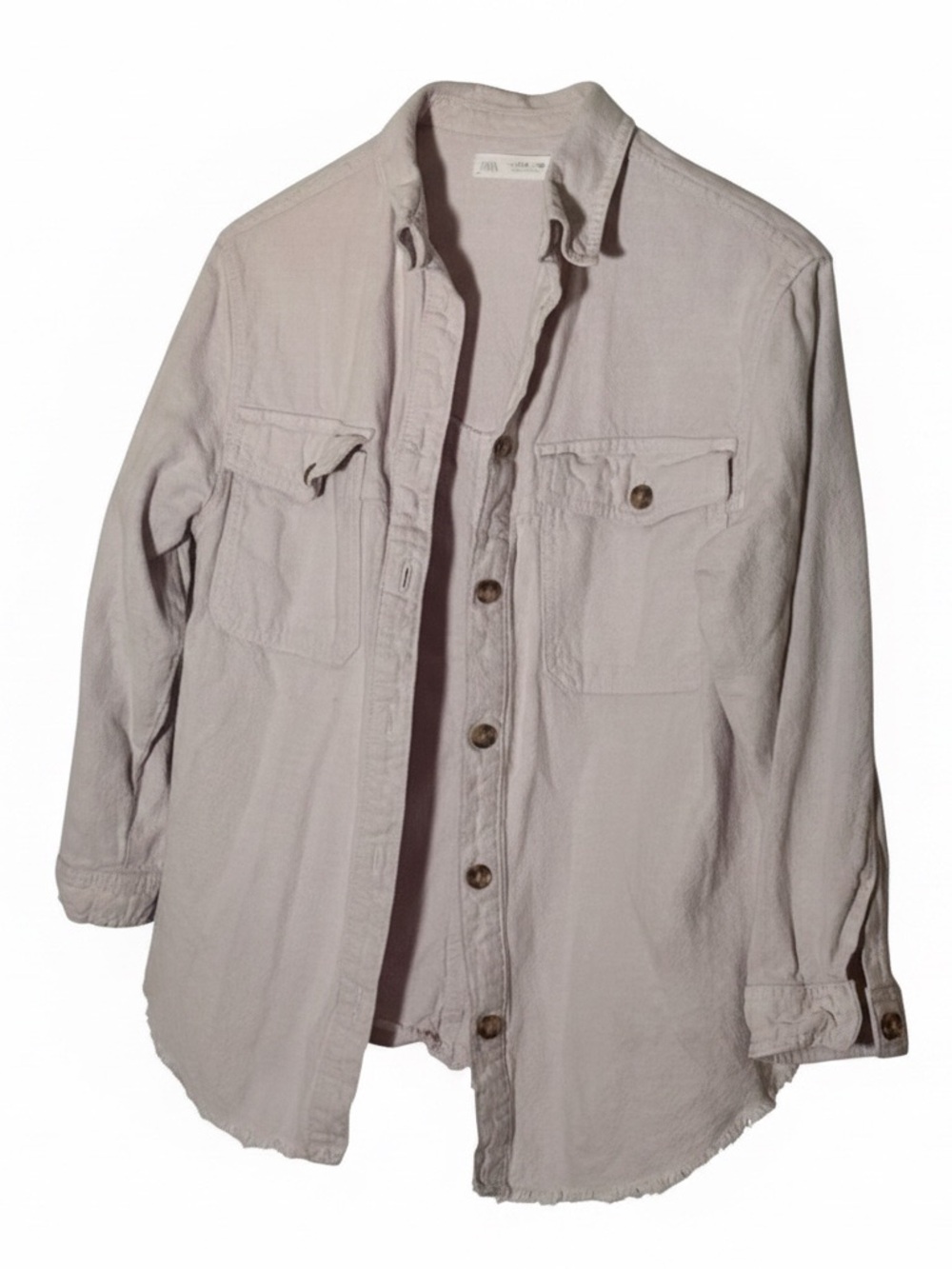 Women’s Zara Light Gray Textured Button-Up Shirt - Picture 4 of 11